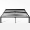 Heavy Duty Queen Bed Frame No Box Spring Needed with Storage Solutions