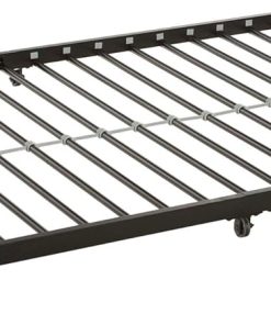 Walker Edison Twin Trundle Bed Frame with Wheels in Black Color
