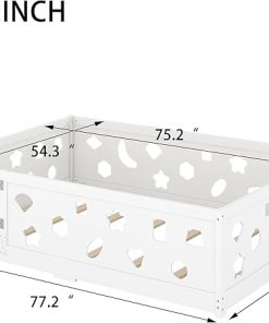 Full Size Floor Bed with Guardrails and Door for Kids and Teens 2