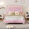 Queen Size Upholstered Platform Bed Frame with Tufted Headboard 3