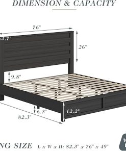 King Size Farmhouse Bed Frame with 49 Inch Headboard Easy Assembly 2