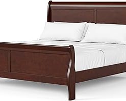 Louis Philippe Traditional Wood Bed Frame Elegant Sleigh Design Queen