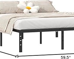 Black Metal Bed Frame 18 Inch with Steel Slats Easy Assembly Queen 2