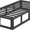 Mid-Century King Size Solid Wood Bed Frame with Headboard and Slats 3