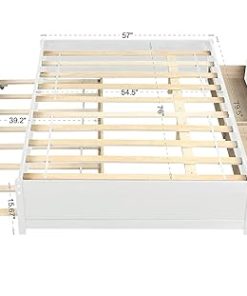 Full Size Bed Frame with Drawers and Trundle – White Platform Bed 2