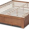 Modern Walnut Finished 3-Drawer Full Size Storage Bed Frame