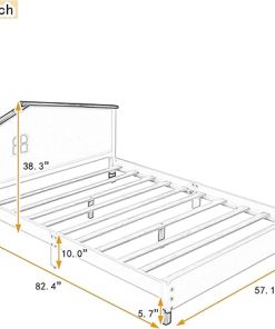 Harper Bright Designs Full Size Bed Frame with House Headboard Pink 2