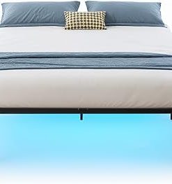 Black Metal Bed Frame with Smart RGB LED Light and 14.2″ Storage 2