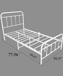 Twin Size Metal Bed Frame with Headboard No Box Spring Needed 2