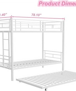 Sturdy 3 in 1 Triple Bunk Bed Frame with Guardrails and Ladders 2