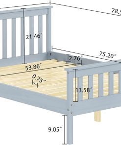 Modern Grey Full Bed Frame with Headboard, No Box Spring Required 2