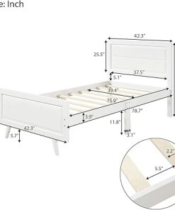 Full Size Wooden Platform Bed Frame with Headboard and Footboard 2