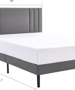 Mid-Century Tufted Upholstered King Bed Frame with Adjustable Headboard 2
