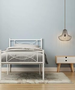 Metal Platform Bed Frame for Kids and Adults White Princess Style
