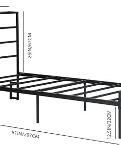 Homy Casa Twin Bed Frame with Headboard LED, USB, Outlets, Storage 2