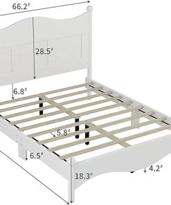 Elegant Queen Size Wood Platform Bed Frame with Easy Assembly White 2