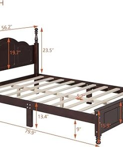 Full Size Solid Wood Retro Platform Bed with Classic Headboard 2