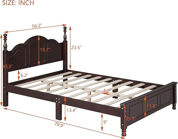 Harper Bright Full Size Platform Bed with Headboard in Dark Walnut 2 Harper Bright Full Size Platform Bed with Headboard in Dark Walnut - Image 2