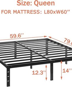 14 Inch Queen Metal Bed Frame Heavy Duty Tall Platform Easy Assembly 2