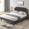 King Size Tufted Platform Bed Frame with Leather Headboard Easy Assembly 4