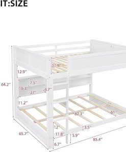 Queen Size Bunk Beds for Adults with Storage Shelves and Bookcase 2