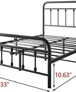 Full Size Metal Bed Frame with Headboard and Footboard Black 2