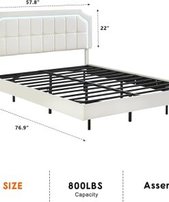 Modern Full Floating Bed Frame with RGB LED Lights and Adjustable Headboard 2