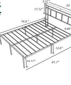 14 Inch Bed Frame with Storage Headboard and USB-C LED Light 2