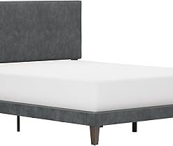 Hillsdale Muellen Wide Rail Modern Wood Vinyl Queen Bed Gray 2