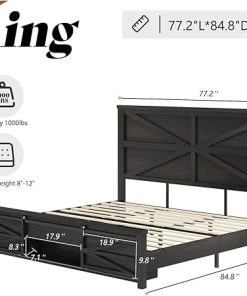 Farmhouse King Size Bed Frame with Tall Headboard and Storage 2