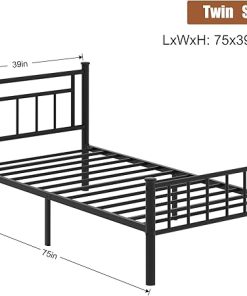 Twin Metal Bed Frame with Headboard and Under Bed Storage Solution 2