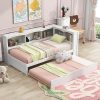 KOMFOTT Twin Over Twin Bunk Bed with Trundle and Storage Stairs 3