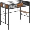Pine Wood Platform Bed Frame with Headboard and Twin Trundle for Kids 3