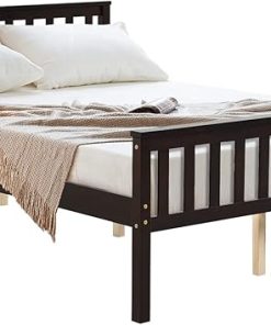Full Size KOMFOTT Wood Bed Frame with Headboard and Footboard 2