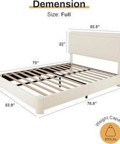 Soft Boucle Bed Frame with Adjustable Headboard in Cream Full Size 2