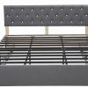 Modern Grey Linen Bed Frame with Crystals and 4 Storage Drawers