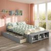 Modern Queen Bed Frame with Bookcase Headboard and Storage Solutions 3