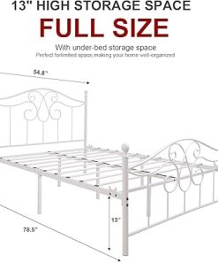 Full Size Metal Bed Frame with Headboard Footboard and Storage 2