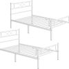 Yaheetech 2 Pack Metal Bed Frame with Curved Headboard and Storage