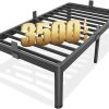 King Size Led Bed Frame with Charging Station and Rustic Wood Headboard 4