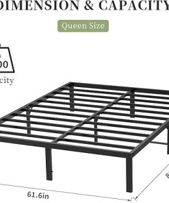 Queen Bed Frame with Storage 14 Inch Heavy Duty Metal No Box Spring 2