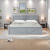 Full Size Bed Frame with LED Headboard USB Ports and Storage Shelves 4