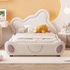 Queen Size Upholstered Bamboo Platform Bed Frame with Headboard 3