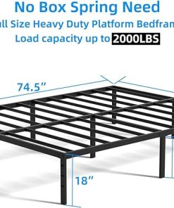 18 Inch Full Size Metal Bed Frame Heavy Duty Mattress Support Black 2