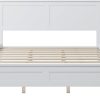 Twin Size Platform Bed Frame with Wood Headboard and Steel Slats 3
