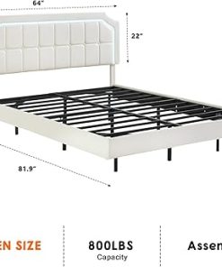 Queen Size Floating Bed Frame with RGB LED Lights and Adjustable Headboard 2
