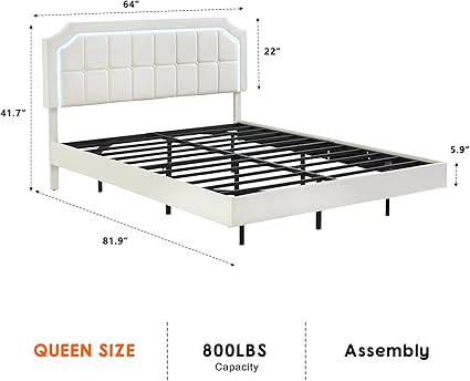 Queen Size Floating Bed Frame with RGB LED Lights and Adjustable Headboard 2 Queen Size Floating Bed Frame with RGB LED Lights and Adjustable Headboard - Image 2