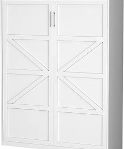 Queen Size Murphy Wall Bed White Space-Saving Furniture for Home Use