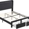 Alkmaar Full Size Upholstered Platform Bed Frame with Storage Drawers 4