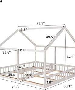 Twin House Platform Beds for Kids with Roof and Window, Easy Install 2